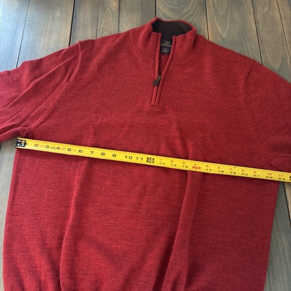 Brooks Brothers 346 100% Merino Wool Sweater Long Slv 1/4 Zip Red Mens XL (W8) - Picture 4 of 7